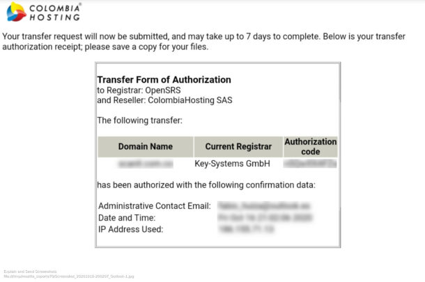 Cómo Iniciar Una Transferencia De Dominio A ColombiaHosting